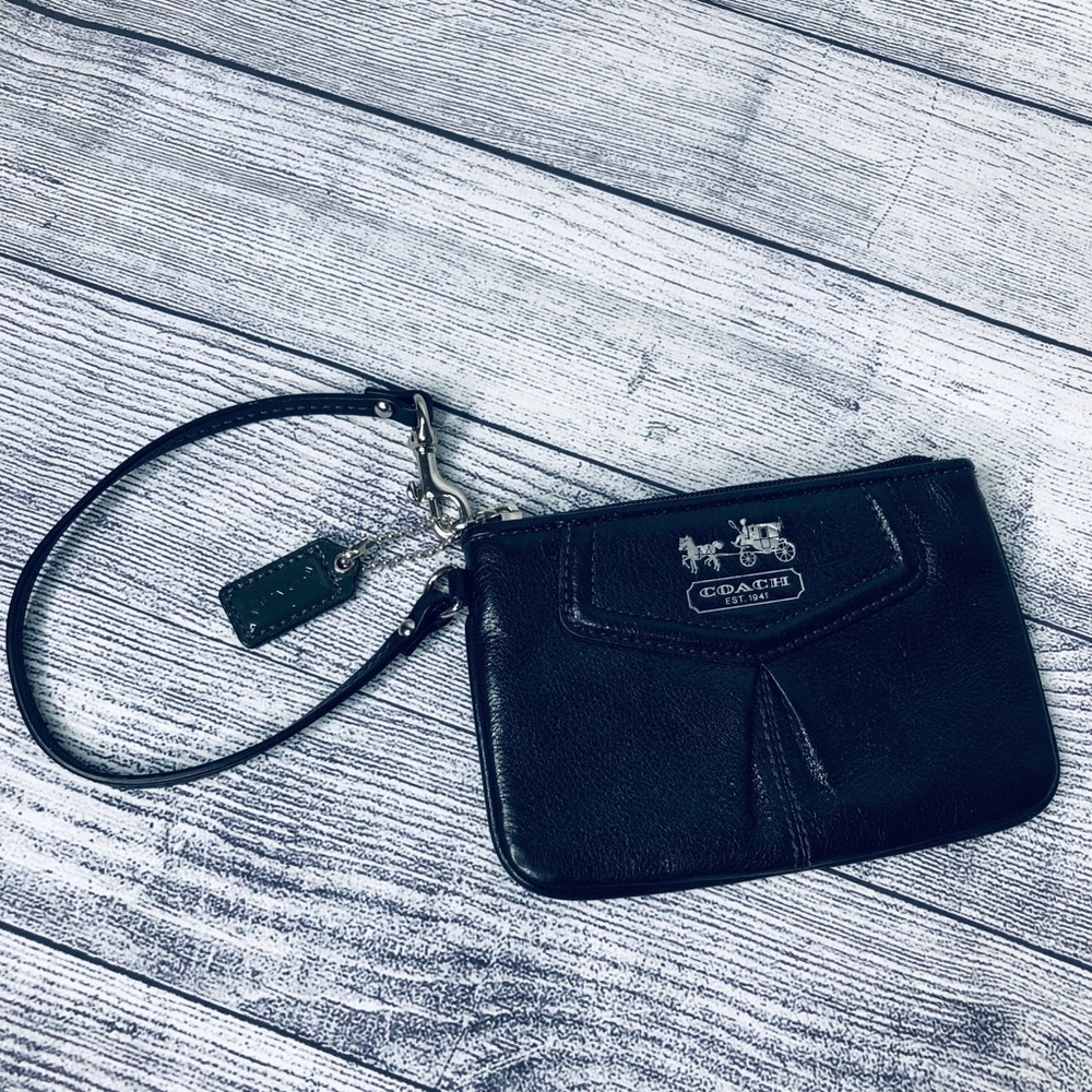 Coach Black Leather Wristlet